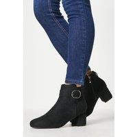 Good For the Sole Women's : Wide Fit Mariya Buckle Detail Ankle Boots in Natural Black | Size: 3