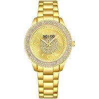 SO&CO Women's Madison 5532 38mm Quartz Watch with Crystals on Bezel & Inner Dial Stainless Steel Bracelet 18mm wide in Gold