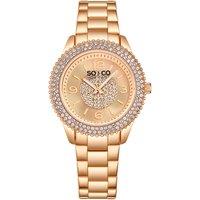 SO&CO Women's Madison 5532 38mm Quartz Watch with Crystals on Bezel & Inner Dial Stainless Steel Bracelet 18mm wide in Rose Gold