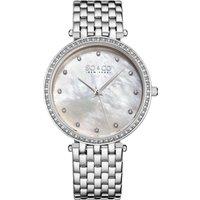 Lenox 5334 Quartz Watch with Crystal Studded Bezel, MOP Dial, Dauphine Hands, Crystal Markers, and Stainless Steel Bracelet