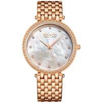 SO&CO Women's Lenox 5334 Quartz Watch with Crystal Studded Bezel, MOP Dial, Dauphine Hands, Crystal Markers, & Stainless Steel Bracelet in Rose Gold