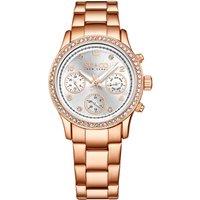 Madison 5567 Chrono 38mm Stone Studded Watch with Luminous Hands and Crystal Markers