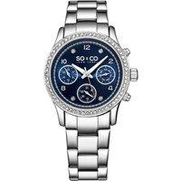 Madison 5567 Chrono 38mm Stone Studded Watch with Luminous Hands and Crystal Markers