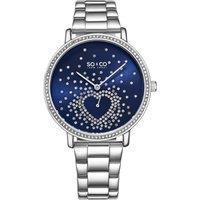 Madison 5580 39mm Crystal Heart Watch with Stainless Steel Bracelet