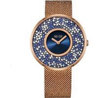SO&CO Women's Chelsea 5223M 40mm Crystal Gem Dial Watch with Mesh Bracelet in Light Blue