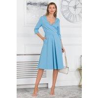 Jolie Moi Women's Paige 3/4 Sleeve Wrap Dress in Blue | Size: 10