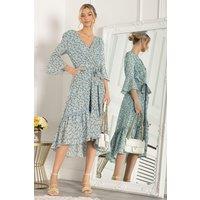 Jolie Moi Women's Geelan Tiered Hem Maxi Dress in Blue | Size: 10