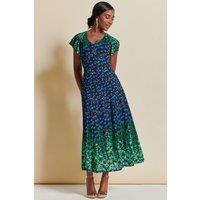 Jolie Moi Women's Mirrored Print Lace Maxi Dress in Green | Size: 10
