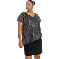 Curve Asymmetric Shimmer Overlay Dress
