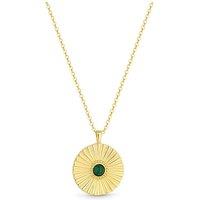 Simply Silver Women's Gold Plated Sterling Silver 925 Malachite Pendant