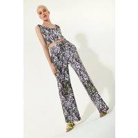 Abstract Print Wide Leg Trousers
