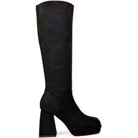 'Wren' Knee High Boots With Platform Chunky Flared Block Heel