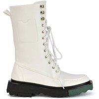 'Blakely' Flat Wedge Green Sole Biker Lace Up Ankle Boots