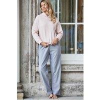 British Boxers Women's 'Ash Grey' Herringbone Brushed Cotton Pyjama Trousers in Light Grey | Size: Large