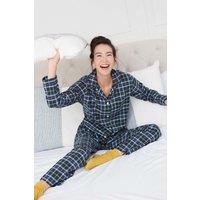 British Boxers Women's 'Jura' Tartan Brushed Cotton Pyjama Set in Bottle Green | Size: Large