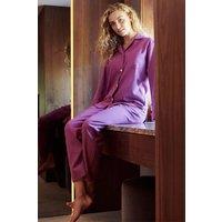 British Boxers Women's 'Fuchsia Pink' Herringbone Brushed Cotton Pyjama Set in Magenta | Size: Small