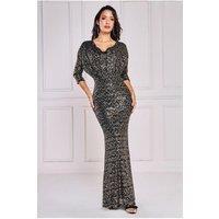 Goddiva Women's Sequin Cowl Maxi Dress in Black | Size: 8