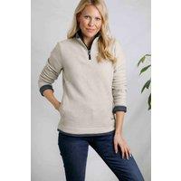 Weird Fish Women's Beye 1/4 Zip Grid Fleece in Ecru | Size: 8