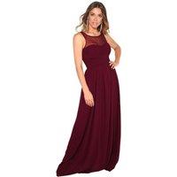 KRISP Women's Gem & Mesh Front Chiffon Maxi Dress in Red | Size: 8