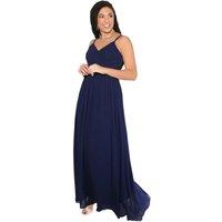 KRISP Women's Crochet Back Strappy Chiffon Maxi Dress in Navy | Size: 18