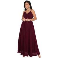 KRISP Women's Crochet Back Strappy Chiffon Maxi Dress in Red | Size: 6