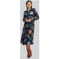 Jewelled Button Print Midi Dress