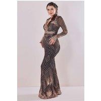 Goddiva Women's Maternity Starburst Sequin Maxi in Rose Gold | Size: 8