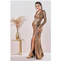 Maternity Plunge Neck Foil Maxi