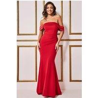 Goddiva Women's Satin Band Bandeau Maxi Dress in Red | Size: 16