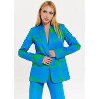 House of Holland Women's Marble Print Blazer in Blue & Green | Size: 12