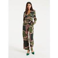 Liquorish Women's Geometric Floral Print Jumpsuit In Dark Green | Size: 8