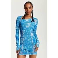 Denim Print Mini Dress