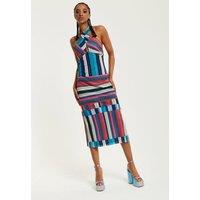 Colour Bar Halter Neck Midi Dress