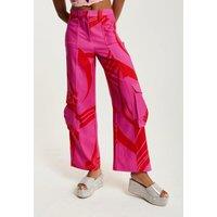 House of Holland Women's Pink & Red Cargo Pants With Side Pockets | Size: 8