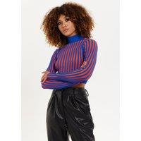 House of Holland Women's Orange & Blue Knitted Jumper | Size: Small