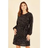 Mela Women's Black Sequin Smock Dress | Size: 26