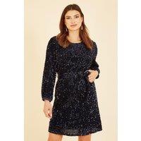 Mela Women's Navy Sequin Smock Dress | Size: 16
