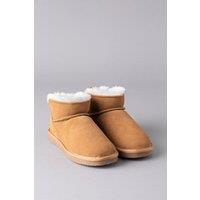 Lakeland Leather Women's Sheepskin Mini Boot Slippers in Tan | Size: 6