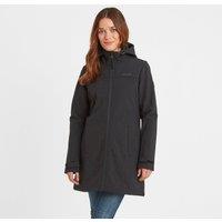TOG24 Women's 'Keld' Long Shower Resistant Hooded Softshell Jacket in Black | Size: 10