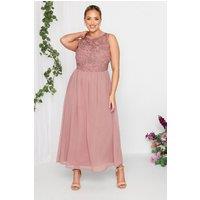 Yours Women's Chiffon Maxi Dress in Light Pink | Size: 24