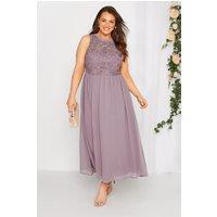 Yours Women's Chiffon Maxi Dress in Dusty Pink | Size: 20