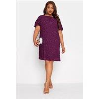 Yours Women's Embellished Shift Dress in Plum | Size: 16