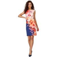 Roman Women's Floral Premium Stretch Shift Dress in Navy | Size: 18