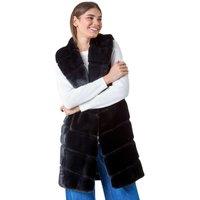 Roman Women's Faux Fur Longline Gilet in Black | Size: 12