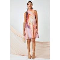 LIMITED Printed High Neck Chiffon Shift Dress