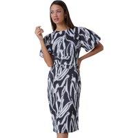 Roman Women's Abstract Print Ruched Stretch Dress in Black | Size: 14