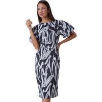 Roman Women's Abstract Print Ruched Stretch Dress in Black | Size: 10