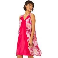 Sleeveless Floral Chiffon Overlay Dress