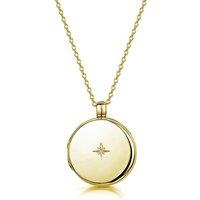 LOVELOX Lockets Women's Diamond Round Engraved Locket in Gold