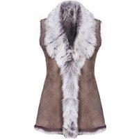 Infinity Leather Women's Toscana Sheepskin Long Gilet-Sorocaba in Taupe | Size: 14